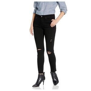 7 for All Mankind Ankle Gwenevere Stretch Jeans in Black Distressed